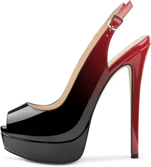 MERUMOTE Women's Platform Stiletto Heels Shoes Peep Toe Pumps 6 inch Heels for Dress Wedding Party