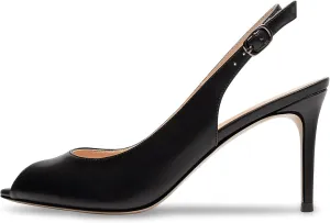 Mettesally Women's Peep Toe Heels Slingback Sandals Kitten High Heel Ankle Strap Heeled Sandals Pumps