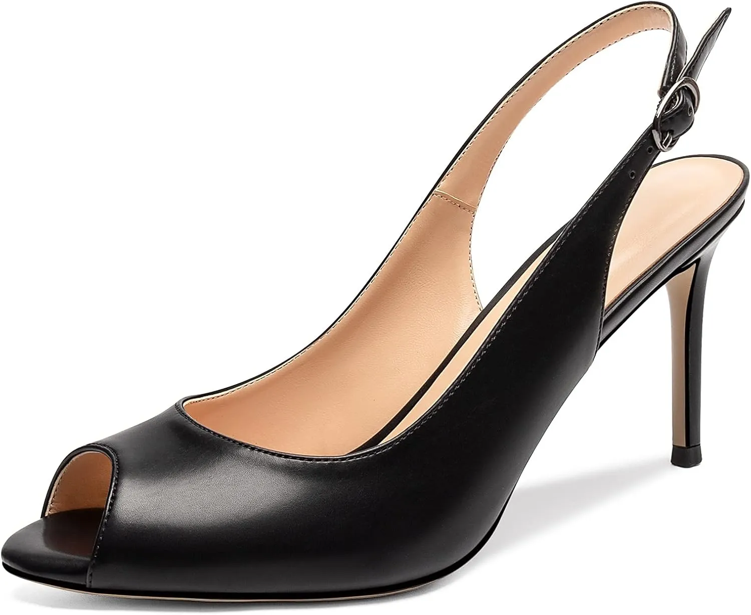 Mettesally Women's Peep Toe Heels Slingback Sandals Kitten High Heel Ankle Strap Heeled Sandals Pumps