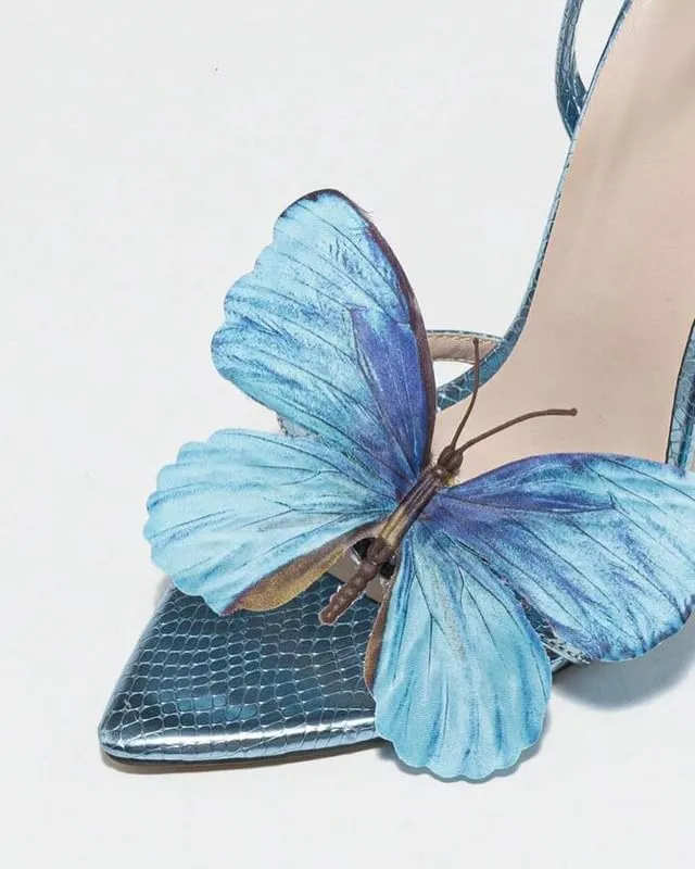 MissHeel Butterfly Heels for Women Ankle Strap High Heels Pointed Toe