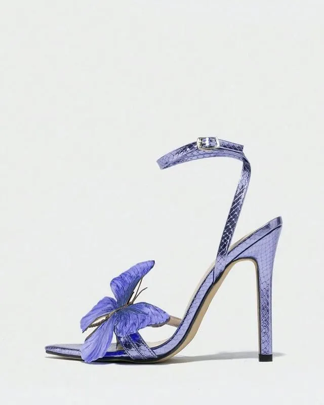 MissHeel Butterfly Heels for Women Ankle Strap High Heels Pointed Toe