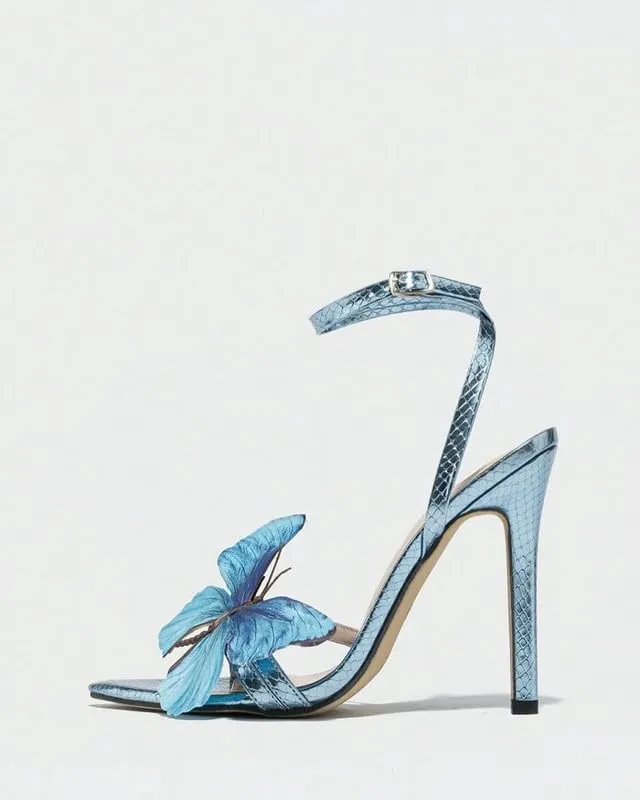 MissHeel Butterfly Heels for Women Ankle Strap High Heels Pointed Toe