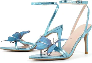 MissHeel Butterfly Heels for Women Ankle Strap High Heels Pointed Toe
