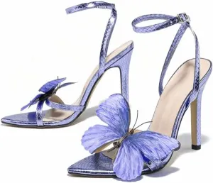MissHeel Butterfly Heels for Women Ankle Strap High Heels Pointed Toe
