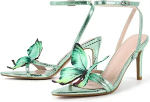 MissHeel Butterfly Heels for Women Ankle Strap High Heels Pointed Toe