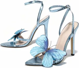 MissHeel Butterfly Heels for Women Ankle Strap High Heels Pointed Toe