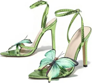 MissHeel Butterfly Heels for Women Ankle Strap High Heels Pointed Toe