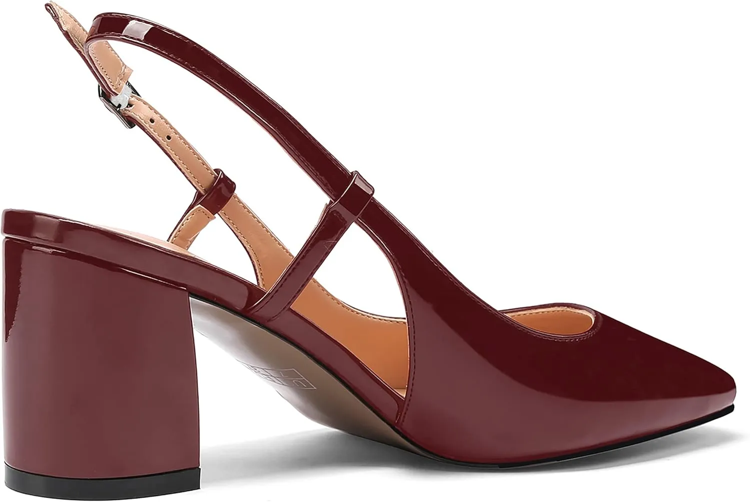 MODENCOCO Women's Square Toe Patent Buckle Sexy Slingback Evening Block Mid Heel Pumps Shoes 2.5 Inch