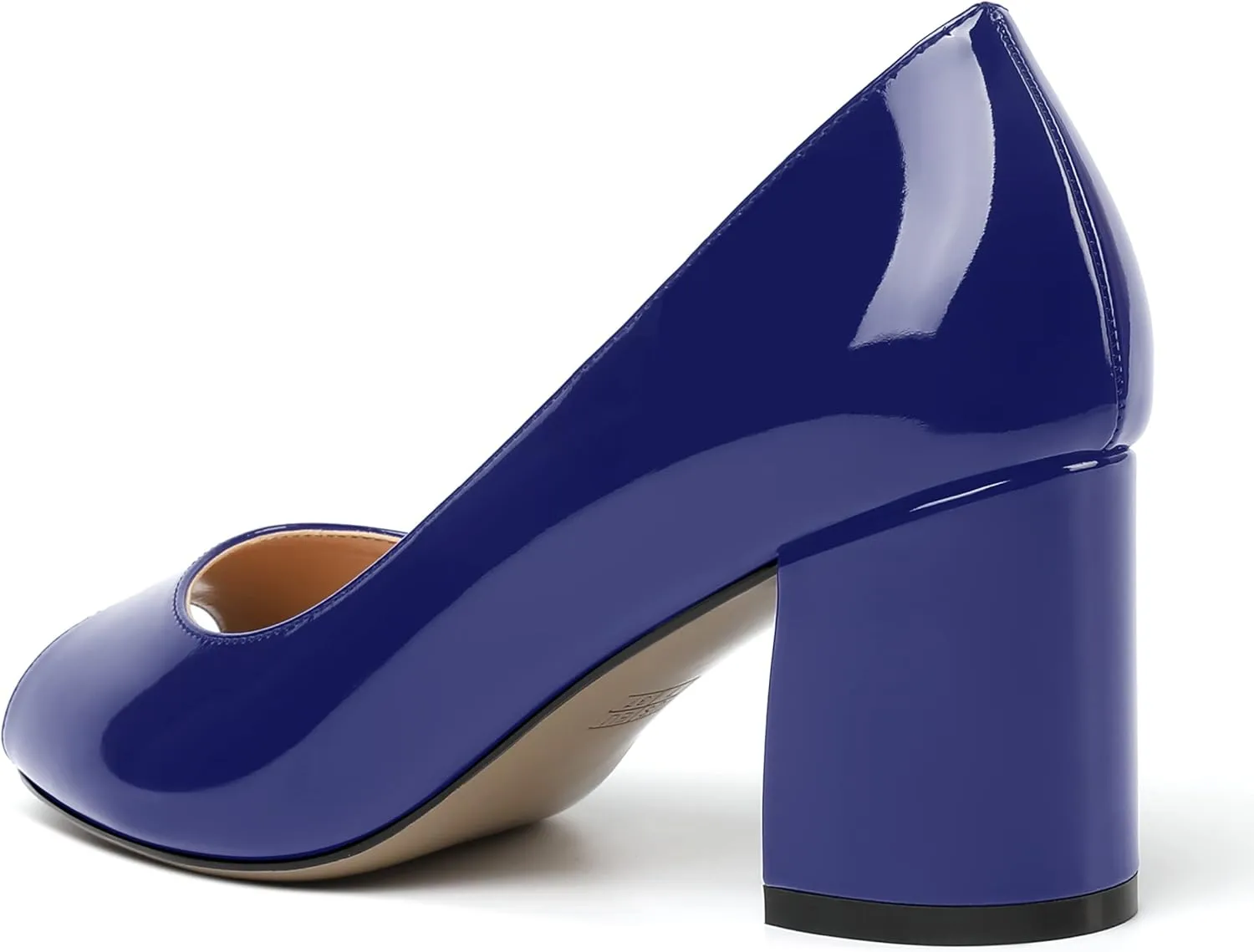 MOVINSTEPS Womens Slip On Dating Peep Toe Dress Patent Block Mid Heel Pumps Shoes 2.5 Inch