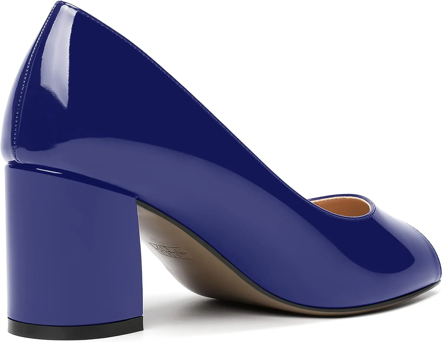 MOVINSTEPS Womens Slip On Dating Peep Toe Dress Patent Block Mid Heel Pumps Shoes 2.5 Inch