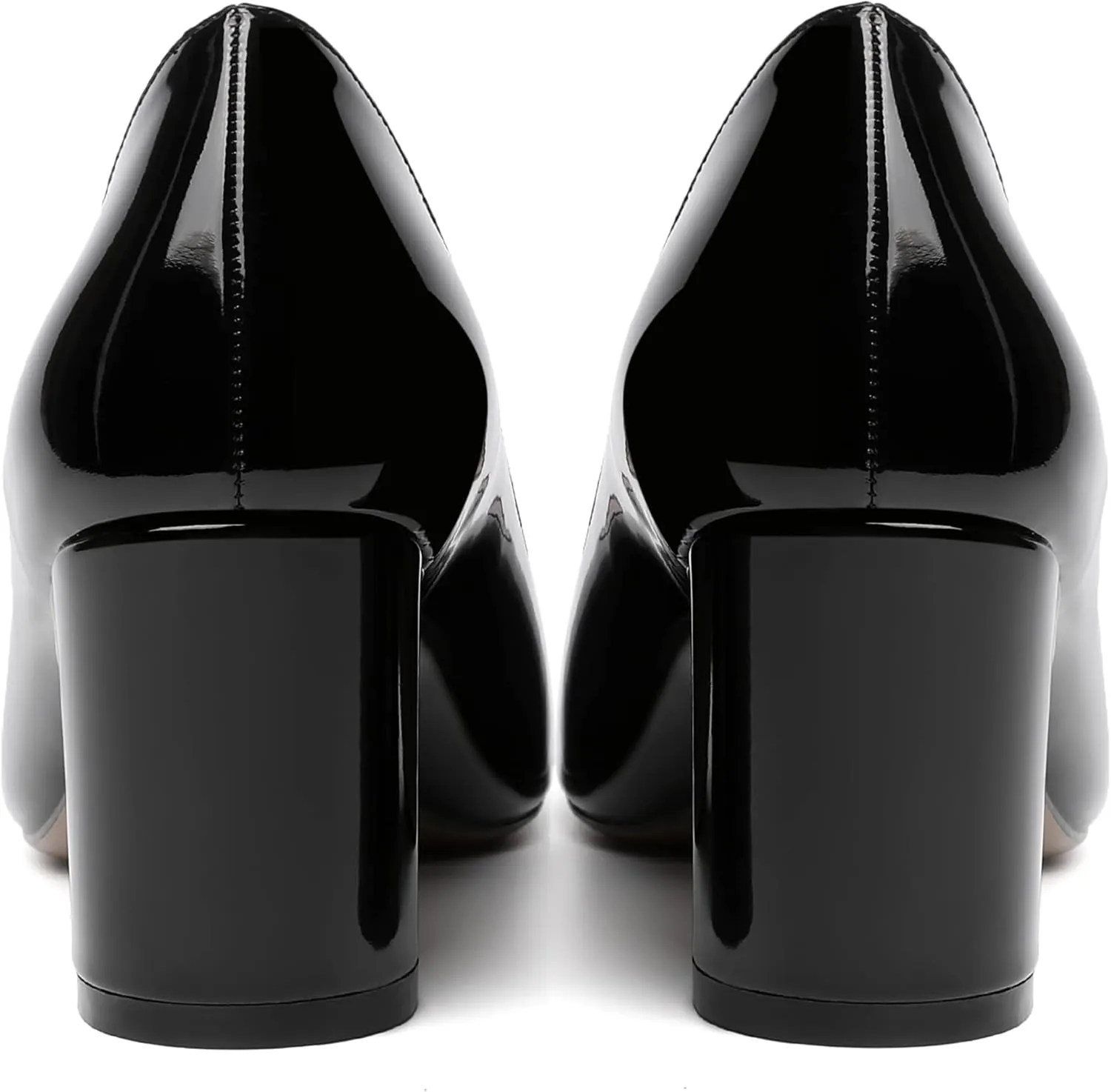 MOVINSTEPS Womens Slip On Dating Peep Toe Dress Patent Block Mid Heel Pumps Shoes 2.5 Inch