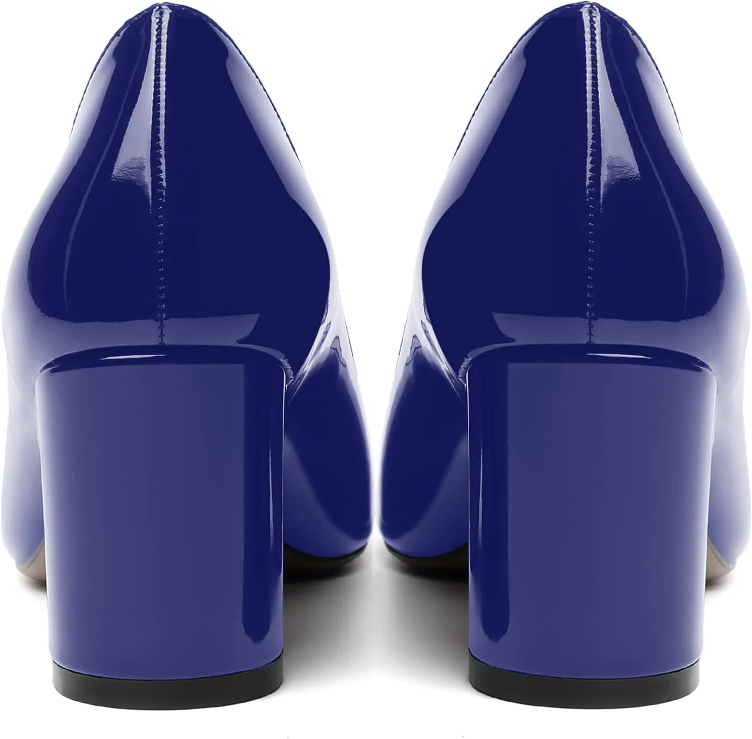 MOVINSTEPS Womens Slip On Dating Peep Toe Dress Patent Block Mid Heel Pumps Shoes 2.5 Inch