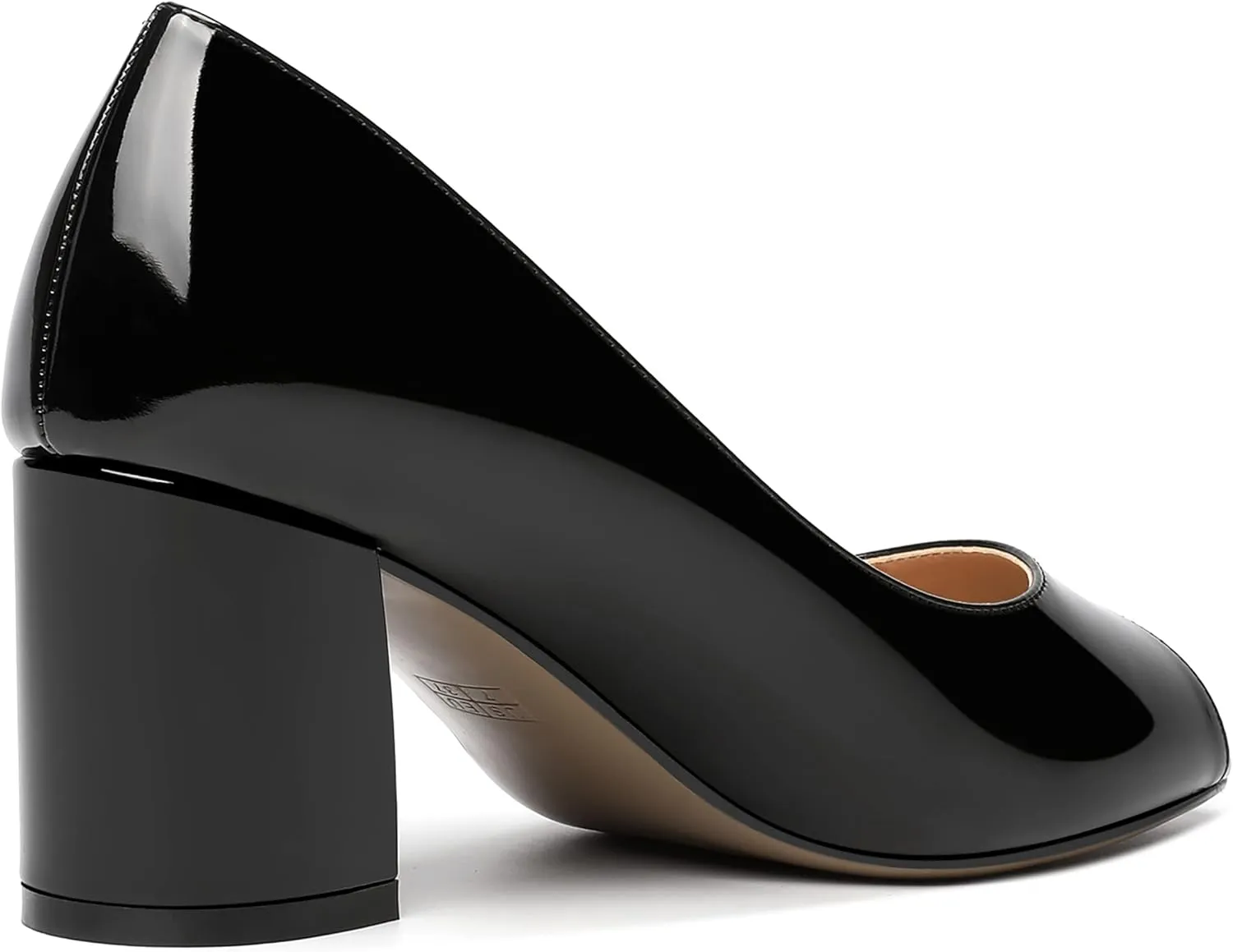 MOVINSTEPS Womens Slip On Dating Peep Toe Dress Patent Block Mid Heel Pumps Shoes 2.5 Inch