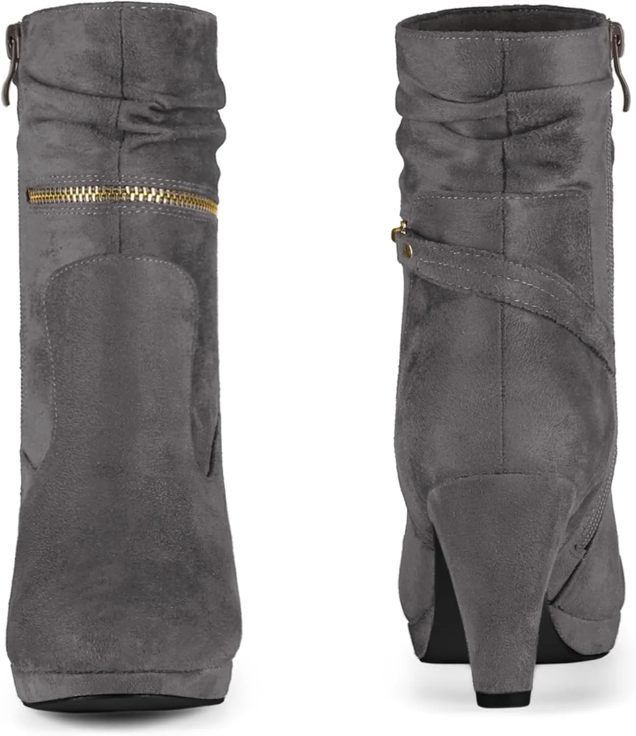 Perphy Round Toe Platform Block Heels Mid Calf Boots for Women