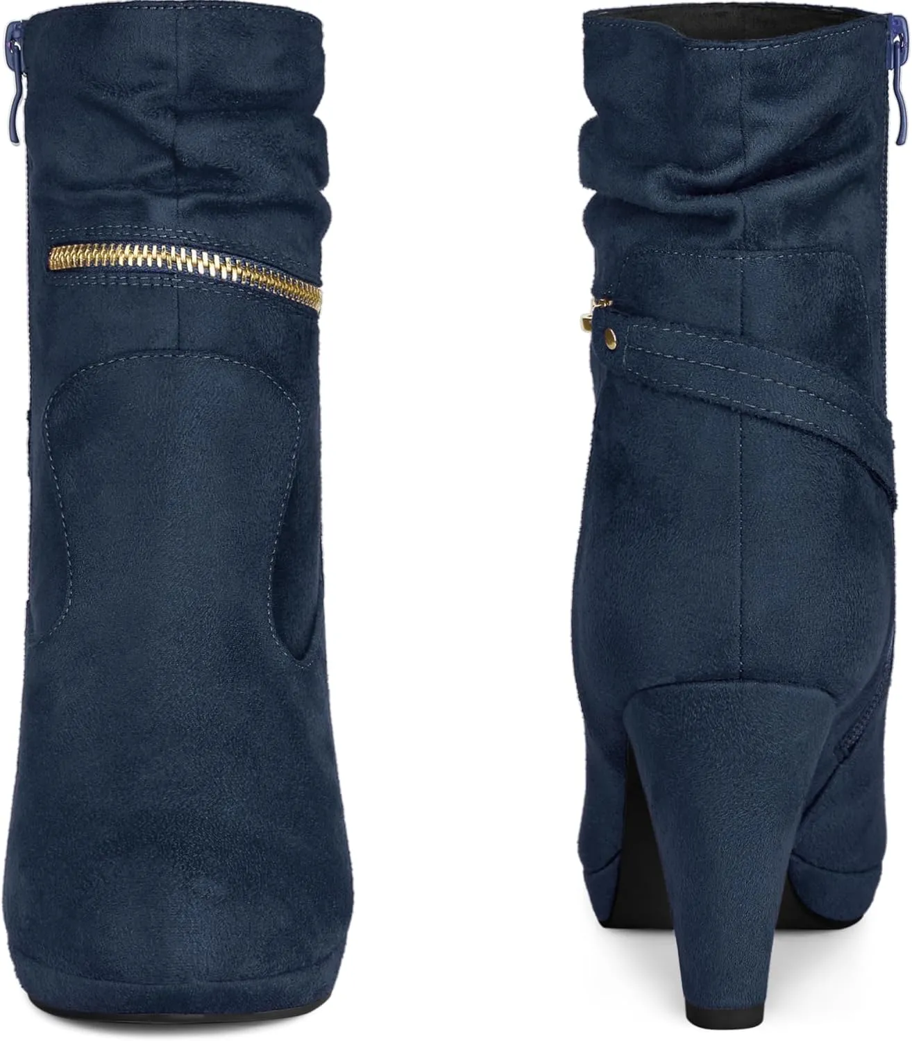 Perphy Round Toe Platform Block Heels Mid Calf Boots for Women