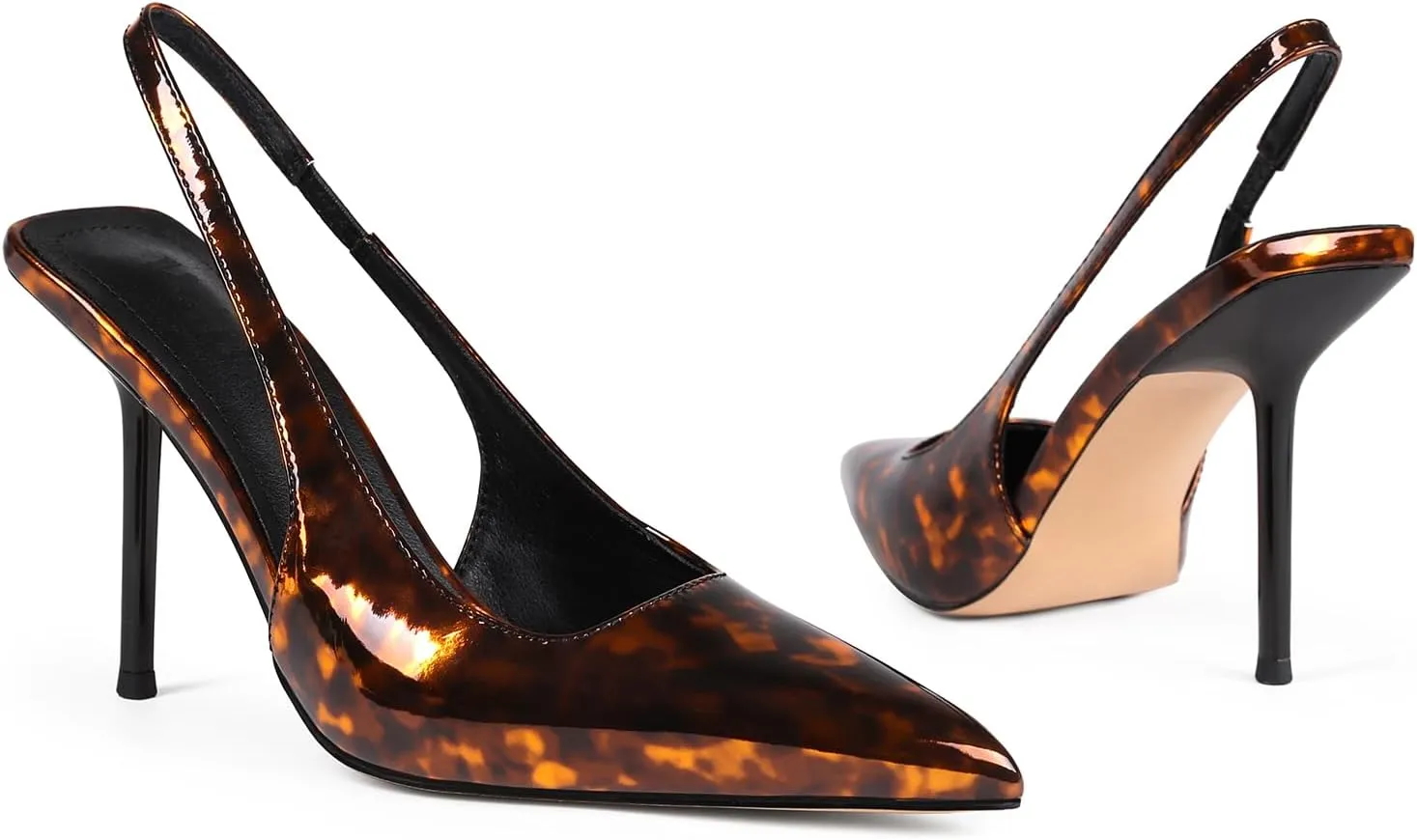 Pointed Toe Slingback Heels for Women High Stiletto Pumps Comfortable Closed Toe Backless Dress Shoes