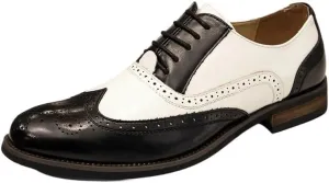 Retro Dress Oxford Breathable Comfy Non Slip Rubber Sole Leather Brogue Shoes Fashion Classic Carved Lace Up Low Heels Dress Shoes