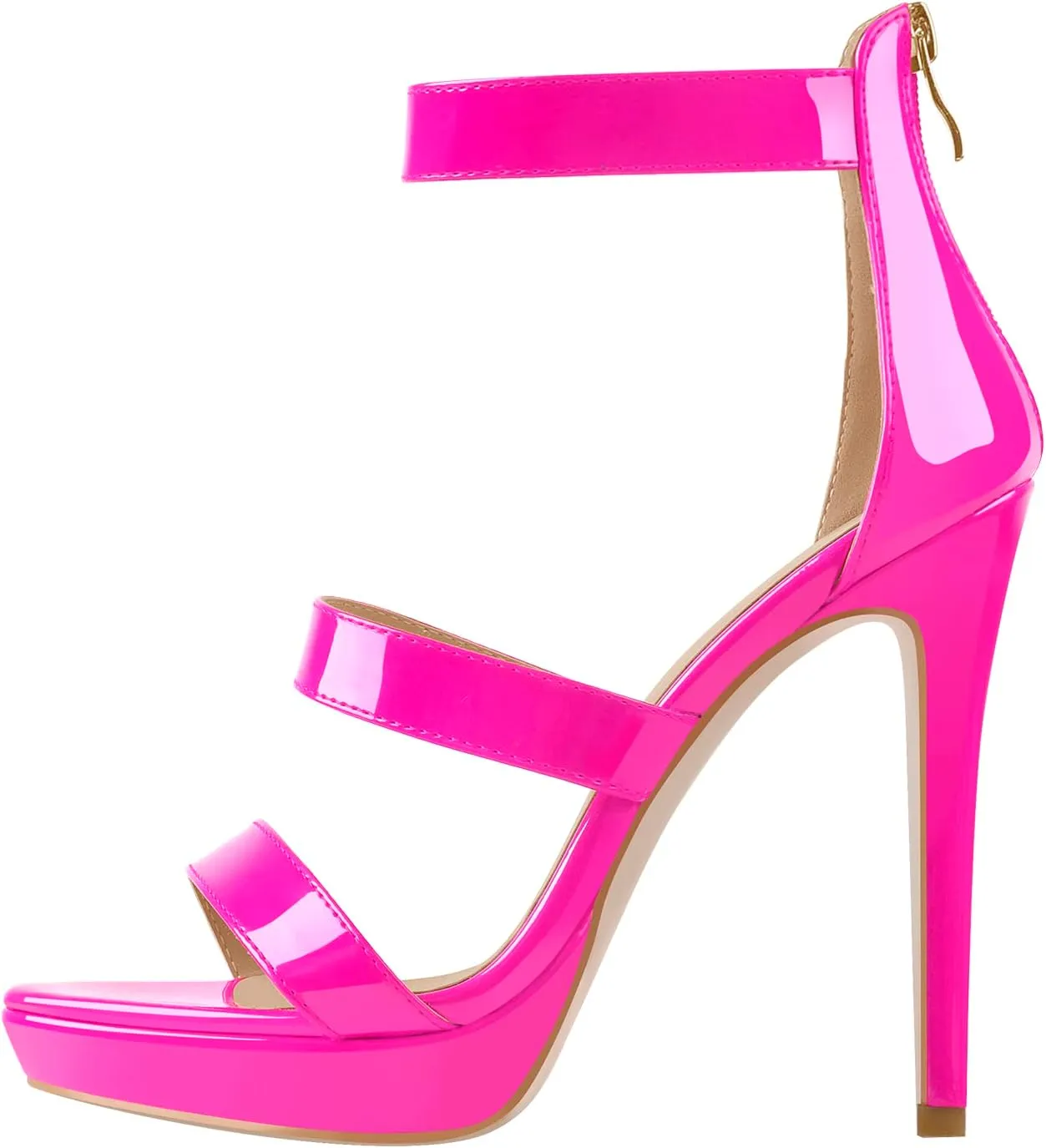 richealnini Sexy Open Toe Stiletto Heels Sandals with Zippers Low Platform Wedding Party Dress
