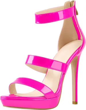 richealnini Sexy Open Toe Stiletto Heels Sandals with Zippers Low Platform Wedding Party Dress