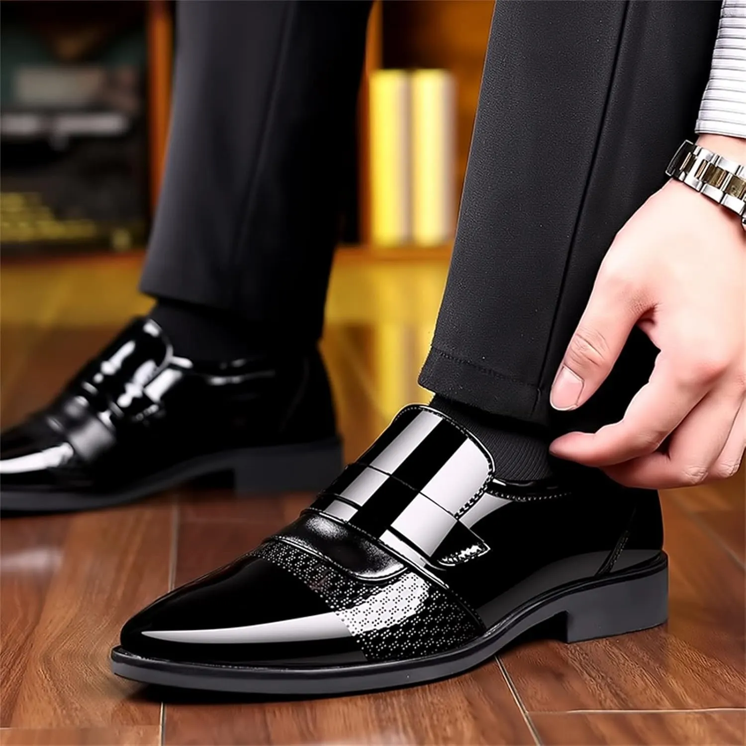 Size 15 White Dress Shoes for Men Fashion Summer and Autumn Men Leather Mens Dress Shoes Modern Classic Slip On Oxfords