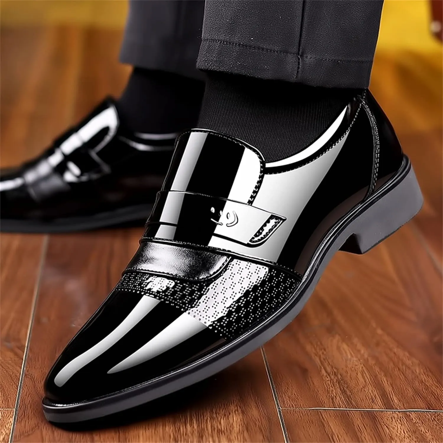 Size 15 White Dress Shoes for Men Fashion Summer and Autumn Men Leather Mens Dress Shoes Modern Classic Slip On Oxfords
