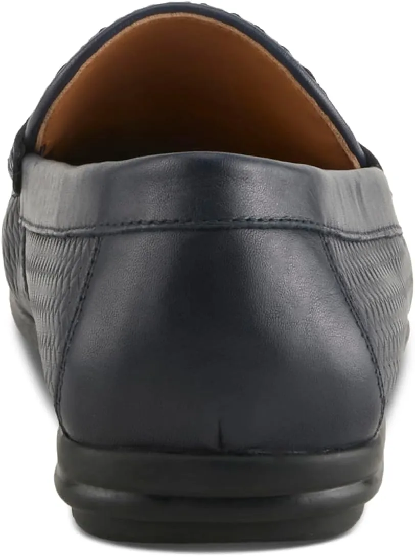 Spring Step Men's Deckard Leather Loafers – Classic Woven Slip-On Dress Shoes with Decorative Bit and Removable Cushioned Insole