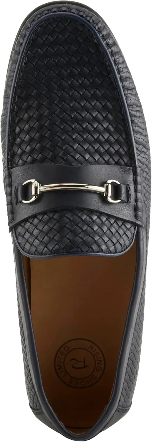 Spring Step Men's Deckard Leather Loafers – Classic Woven Slip-On Dress Shoes with Decorative Bit and Removable Cushioned Insole