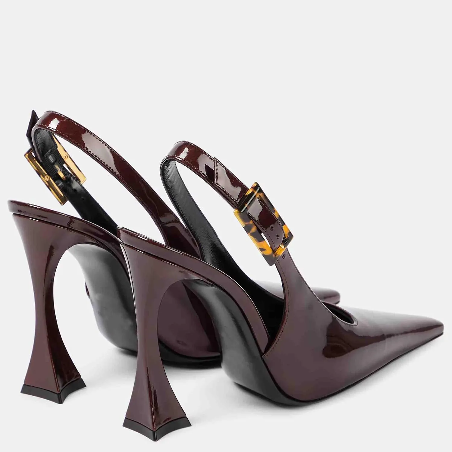 THESHY Womens Patent Slingback Pumps Pointed Toe Stiletto High Heels Backless Slip-on Buckle Pump Fashion Dress Shoes for Women
