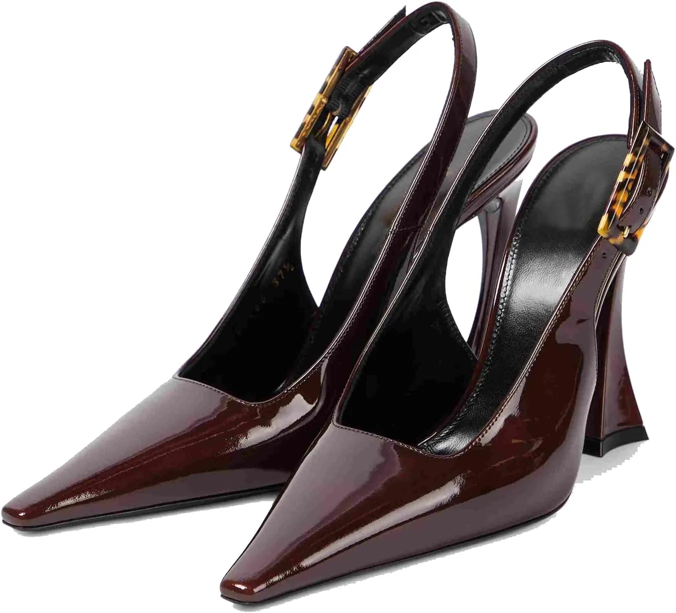 THESHY Womens Patent Slingback Pumps Pointed Toe Stiletto High Heels Backless Slip-on Buckle Pump Fashion Dress Shoes for Women