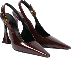 THESHY Womens Patent Slingback Pumps Pointed Toe Stiletto High Heels Backless Slip-on Buckle Pump Fashion Dress Shoes for Women
