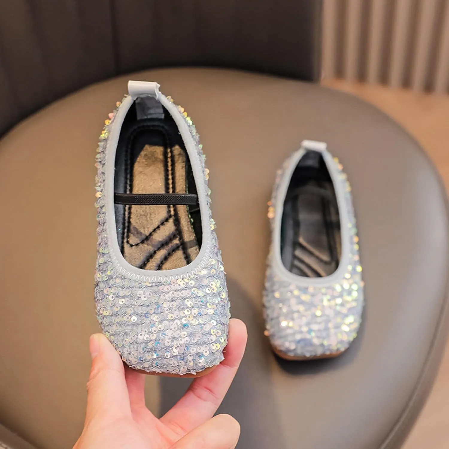 Toddler Girls Mary Jane Dress Shoes Ballet Flats Dress Up Shoes Sparkly Princess Mary Jane Shoes Uniform Dress Shoes