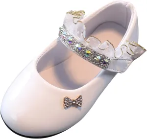 Toddler Girls Mary Jane Dress Shoes Rhinstones Ballet Flats Flower Girl School Party Wedding Shoes