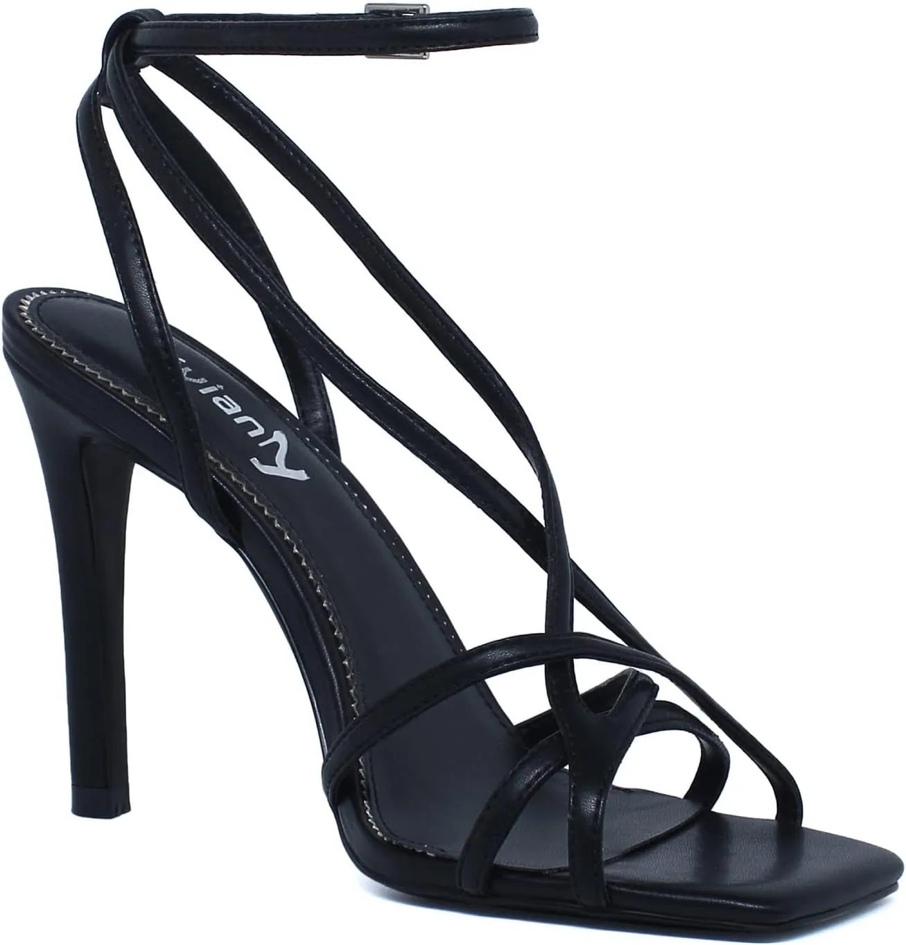 vivianly Women's Ankle Strap High Stiletto Heel Sandals Open Square Toe Sexy Comfort Strappy Dress Wedding Bridal Pumps Sandals