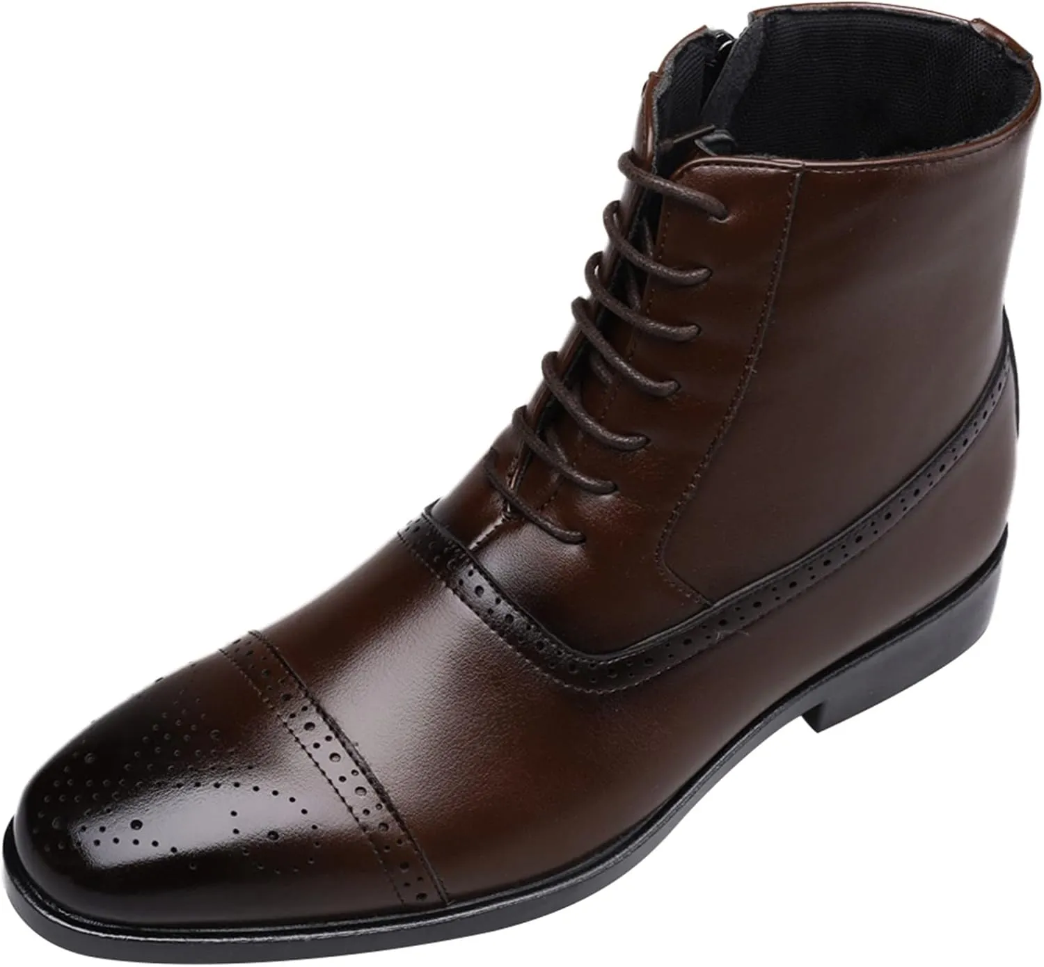 White Dress Shoes Men 12 Mens Shoes Classic Business Leather Shoes Fashion Casual High Top Lace Up Side Zipper Leather Shoes Business Shoes for Men Comfortable