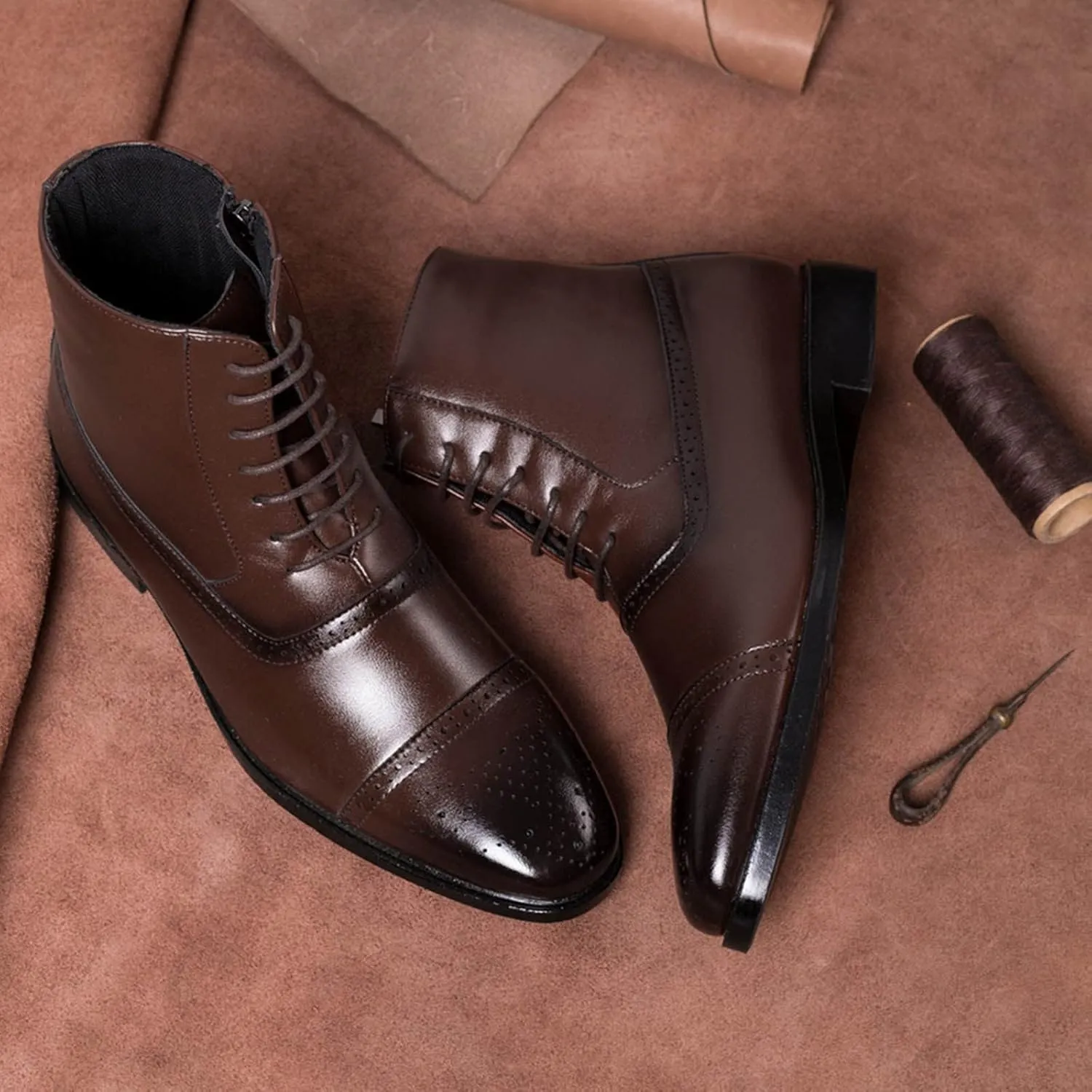 White Dress Shoes Men 12 Mens Shoes Classic Business Leather Shoes Fashion Casual High Top Lace Up Side Zipper Leather Shoes Business Shoes for Men Comfortable