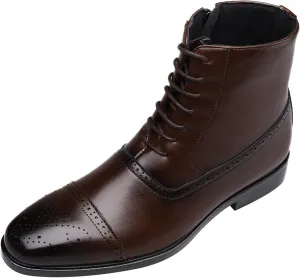 White Dress Shoes Men 12 Mens Shoes Classic Business Leather Shoes Fashion Casual High Top Lace Up Side Zipper Leather Shoes Business Shoes for Men Comfortable