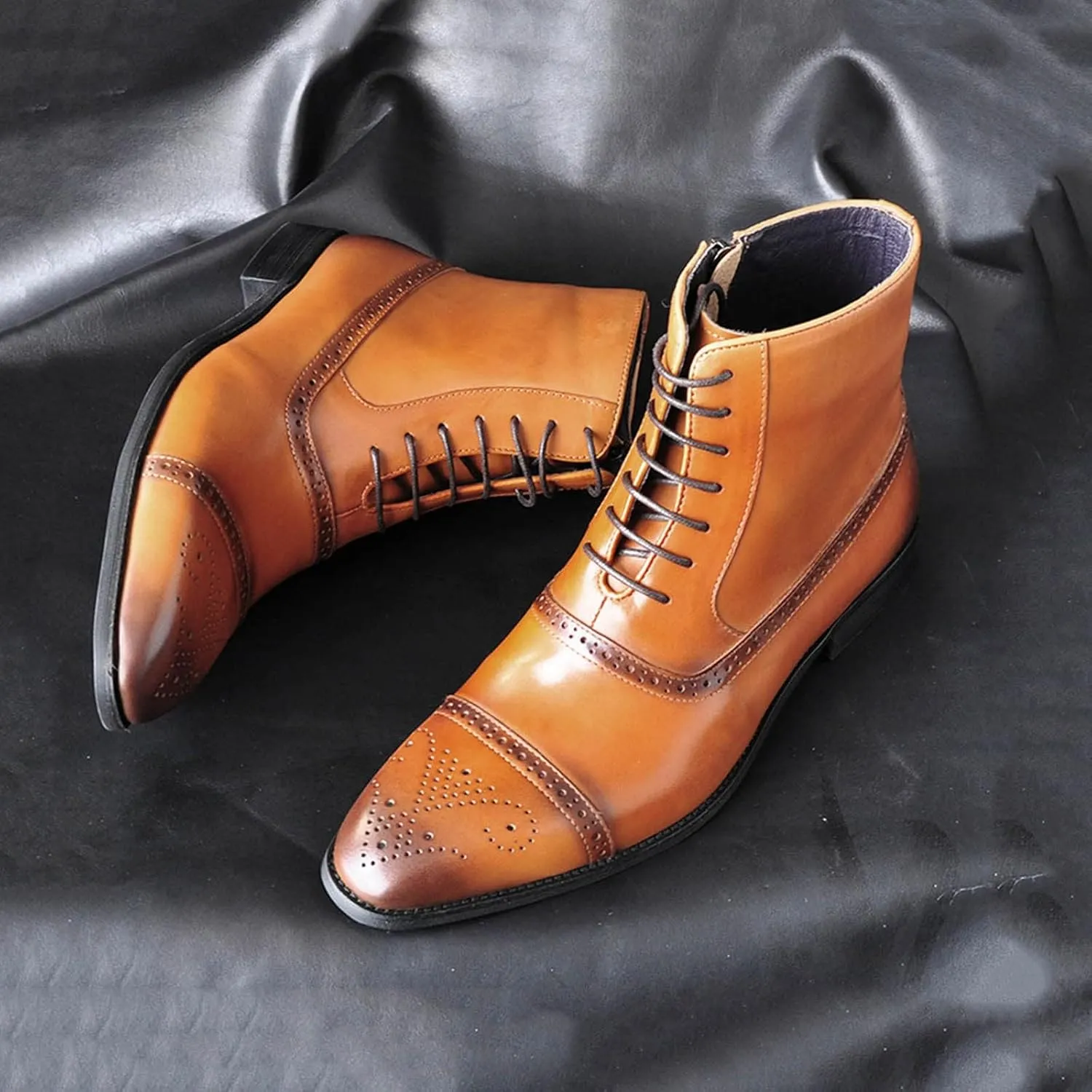 White Dress Shoes Men 12 Mens Shoes Classic Business Leather Shoes Fashion Casual High Top Lace Up Side Zipper Leather Shoes Business Shoes for Men Comfortable