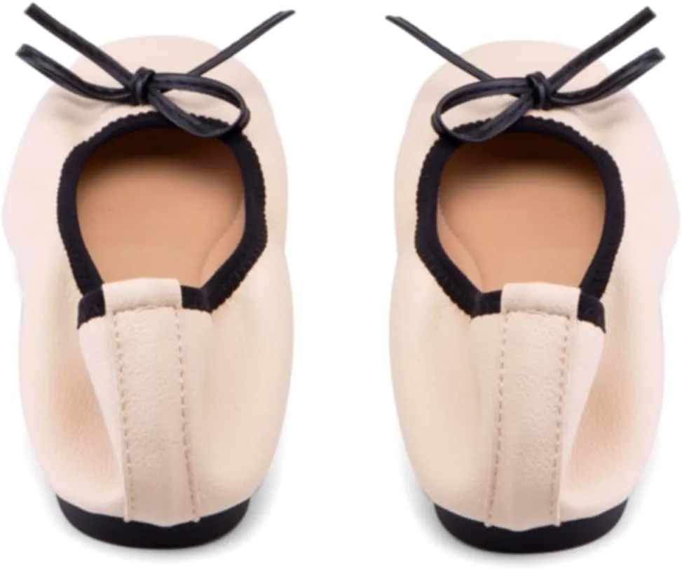 Women Foldable Ballet Flats Bow Square Slip On Ballet Flats Comfortable Closed Round Toe Dress Bow Flats Soft Low Flat Heel Dress Shoes Bow Fold Walking Flats Chic Matte 4-11 M US