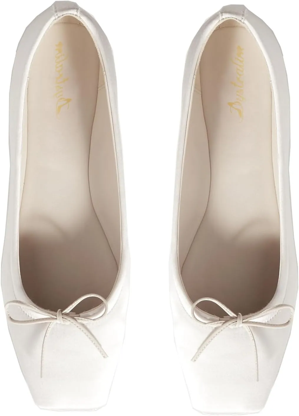 Women Square Toe Ballet Flats Bow Slip On Ballet Dress Shoes Satin Comfy Closed Square Toe Flat Shoes Wedding Bridal Walking Office Ladies Flats Drive Casual Ballet Shoes 4-11 M US