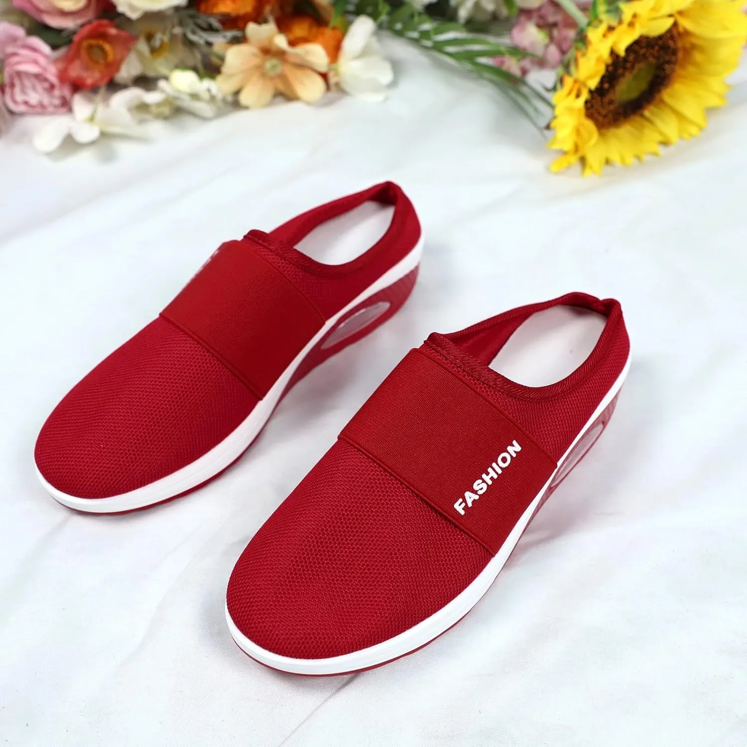 Womens Backless Sneakers Mesh Slip-on Mule Shoes Womens Running Shoes High Top Black Casual Shoes Black Sneakers Platform Tennis Shoe Loafers Casual Slip On