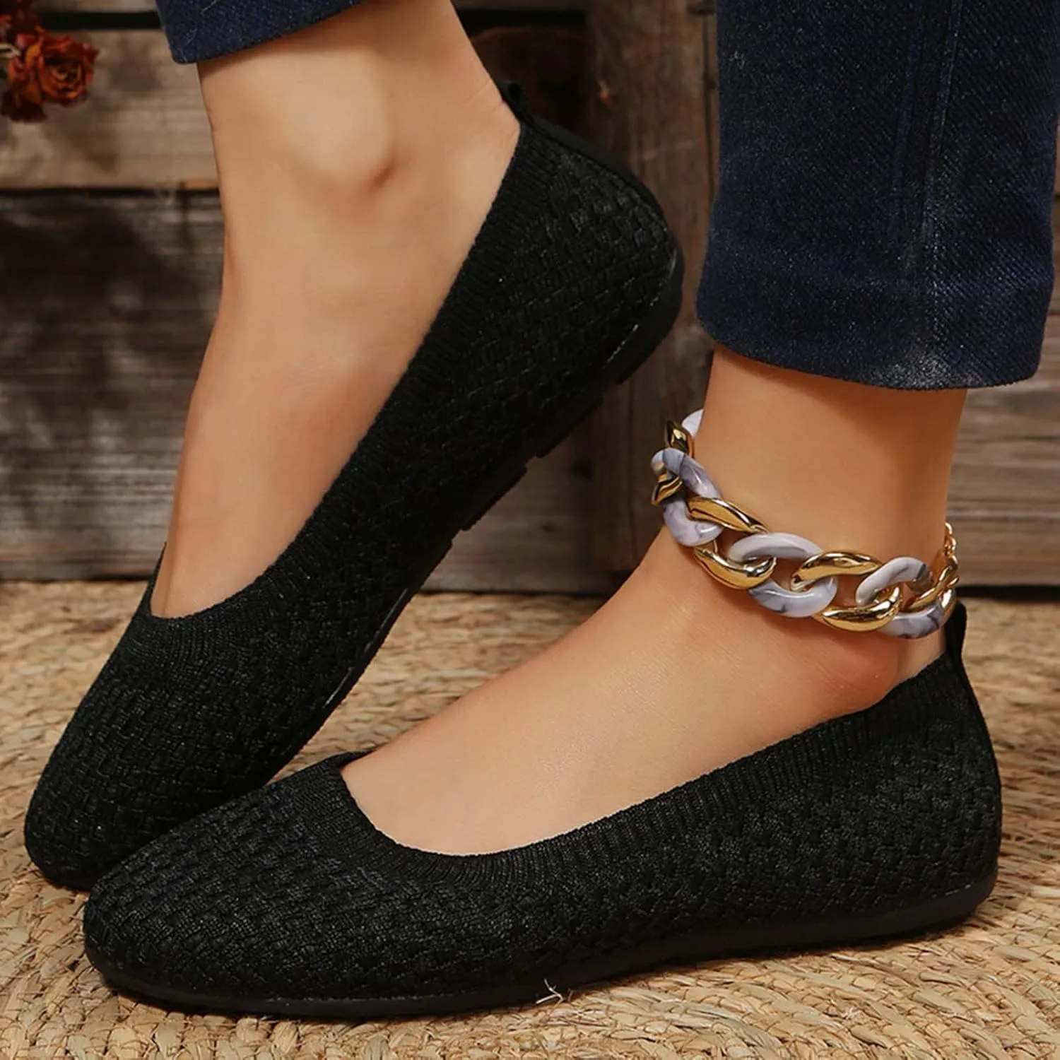 Women's Ballet Flat Comfortable Slip-On Comfortable Dressy Shoes Slip on Girls Dress Black Ballet Flats