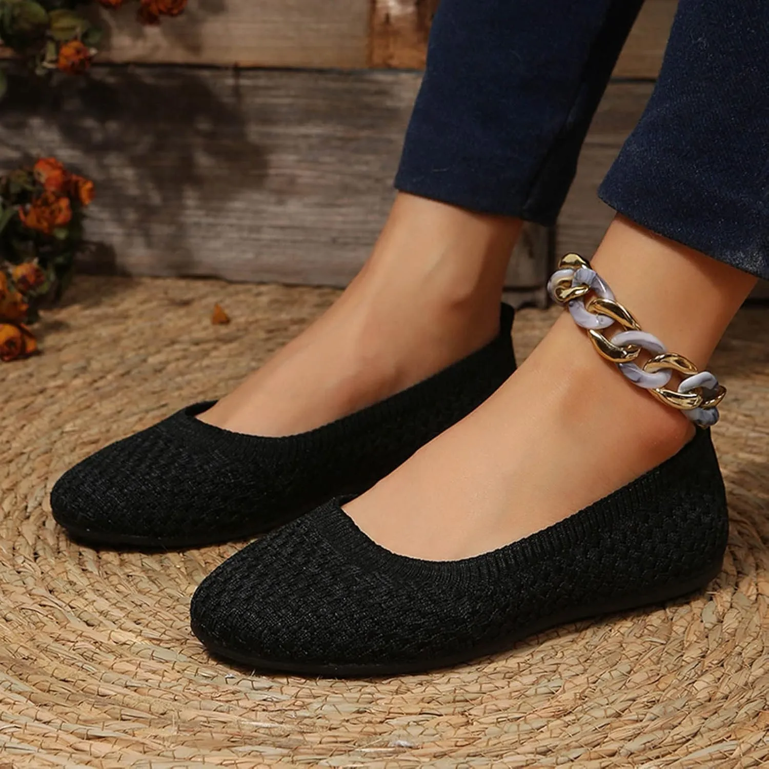 Women's Ballet Flat Comfortable Slip-On Comfortable Dressy Shoes Slip on Girls Dress Black Ballet Flats