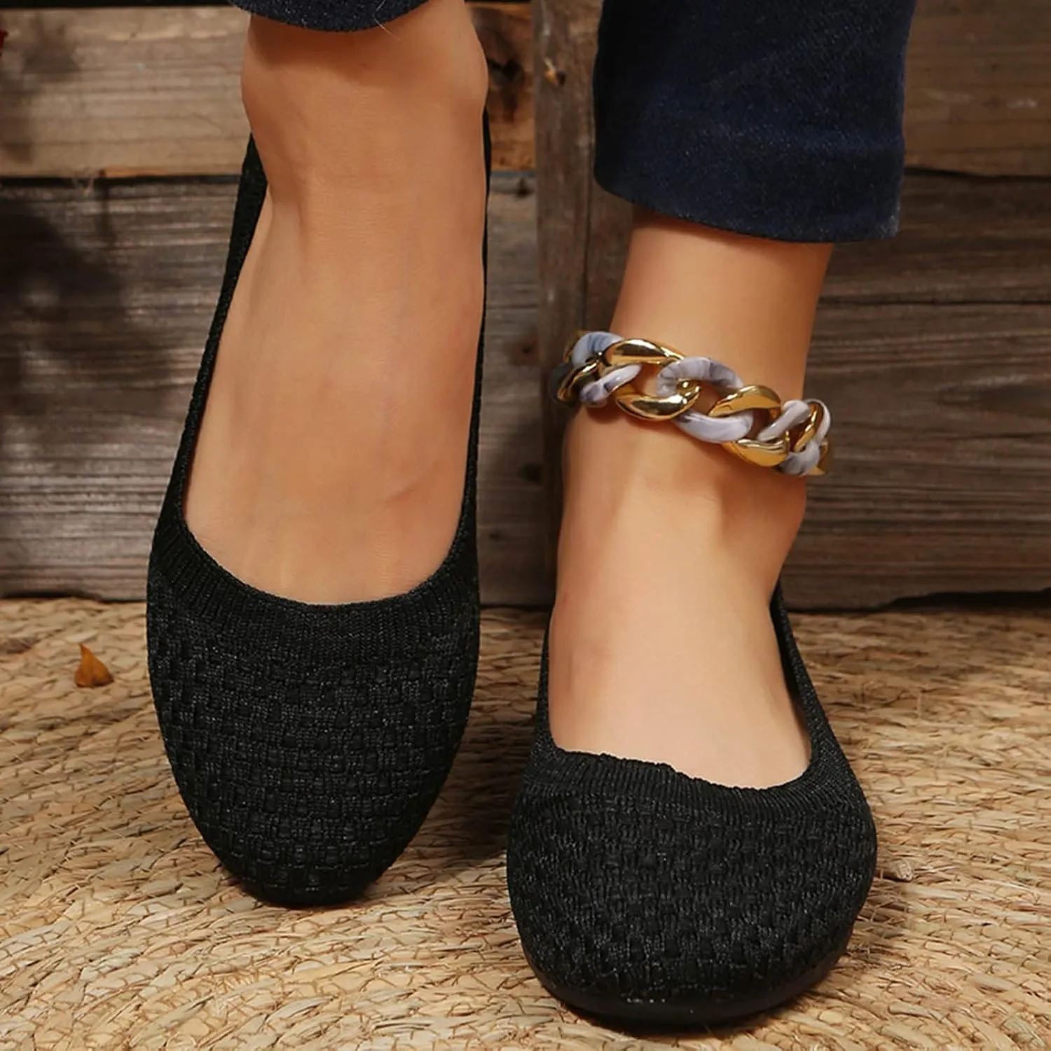 Women's Ballet Flat Comfortable Slip-On Comfortable Dressy Shoes Slip on Girls Dress Black Ballet Flats