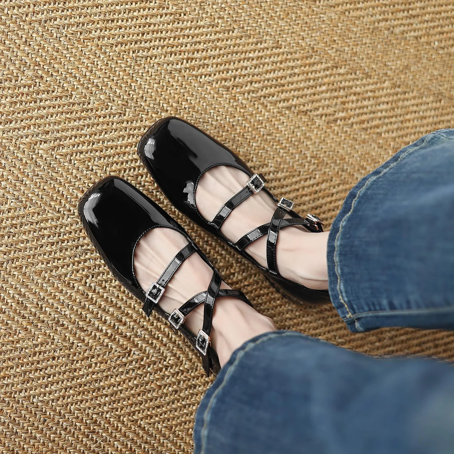 Women's Mary Jane Flats Classic Slip on Ballet Flats Comfortable Round Toe Dressy Strap Flats Casual Office