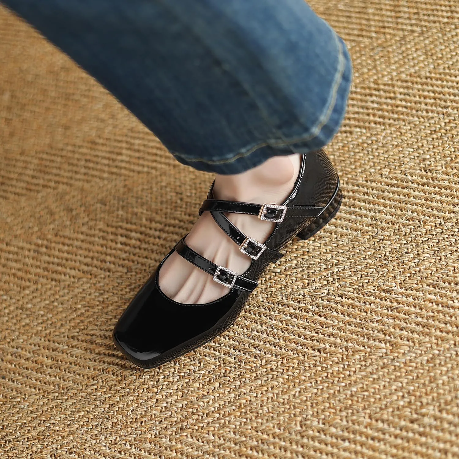 Women's Mary Jane Flats Classic Slip on Ballet Flats Comfortable Round Toe Dressy Strap Flats Casual Office