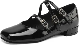 Women's Mary Jane Flats Classic Slip on Ballet Flats Comfortable Round Toe Dressy Strap Flats Casual Office