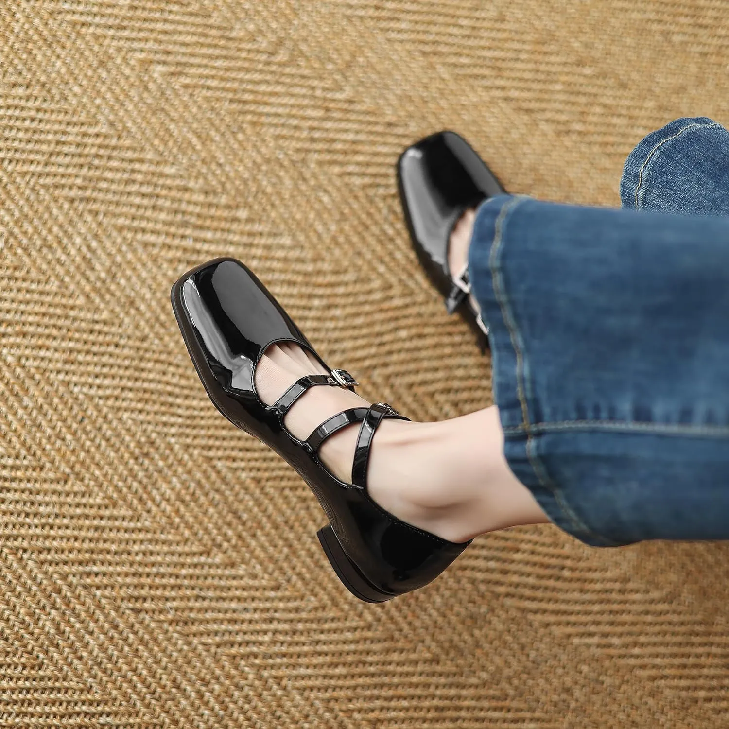 Women's Mary Jane Flats Classic Slip on Ballet Flats Comfortable Round Toe Dressy Strap Flats Casual Office