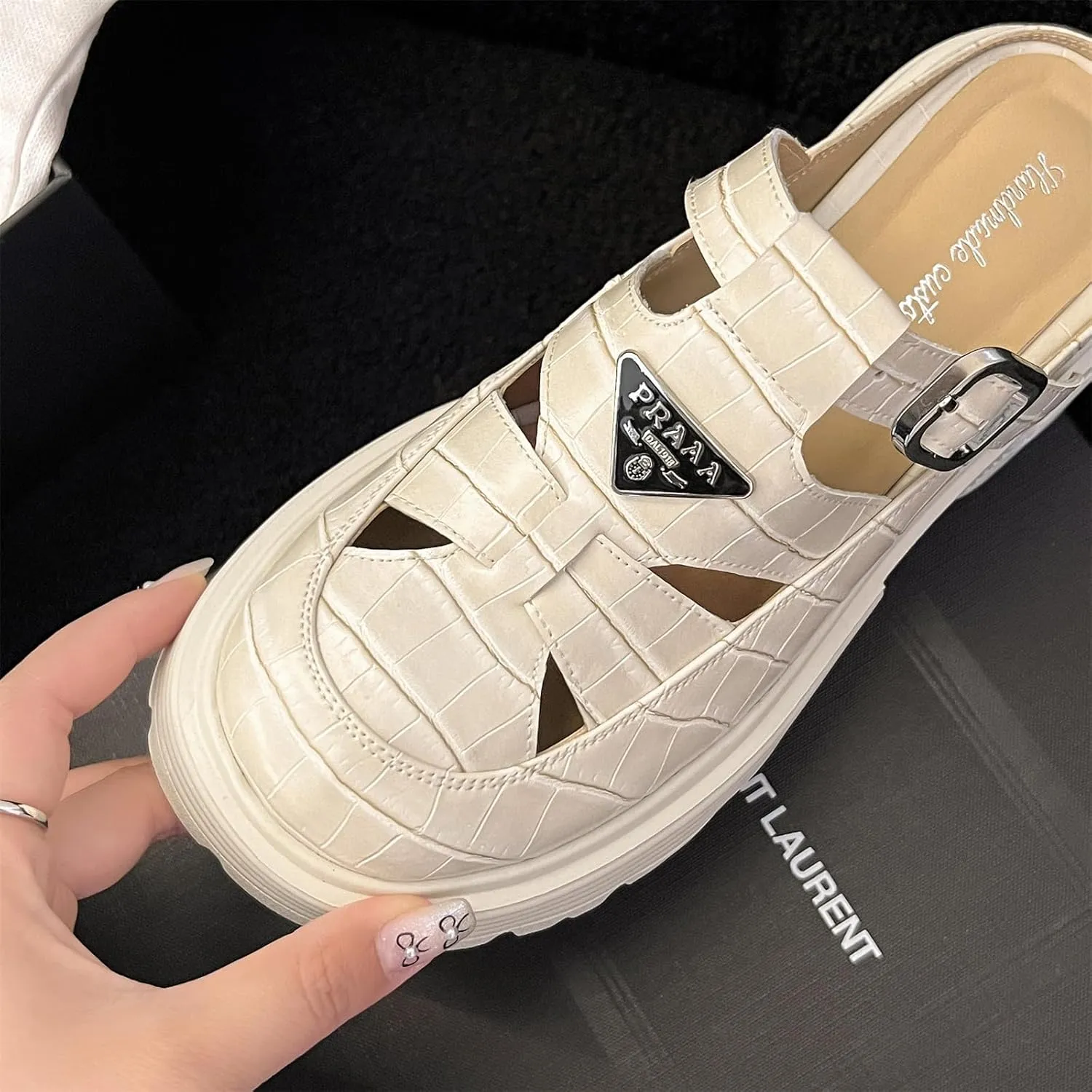 Women's Platform Hollow Woven Fisherman Mules Slip-On Summer Fashion Adjustable Buckle Strappy Rome Sandals Comfortable High Chunky Heeled Casual Dress Shoes Shopping Daily Wear Pumps