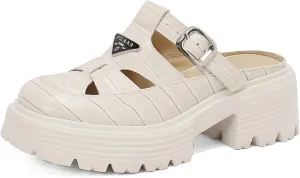 Women's Platform Hollow Woven Fisherman Mules Slip-On Summer Fashion Adjustable Buckle Strappy Rome Sandals Comfortable High Chunky Heeled Casual Dress Shoes Shopping Daily Wear Pumps