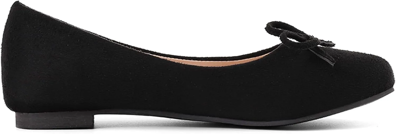 Women's Round Toe Flat Heel Loafers Slip-on Dress Shoes with Bows